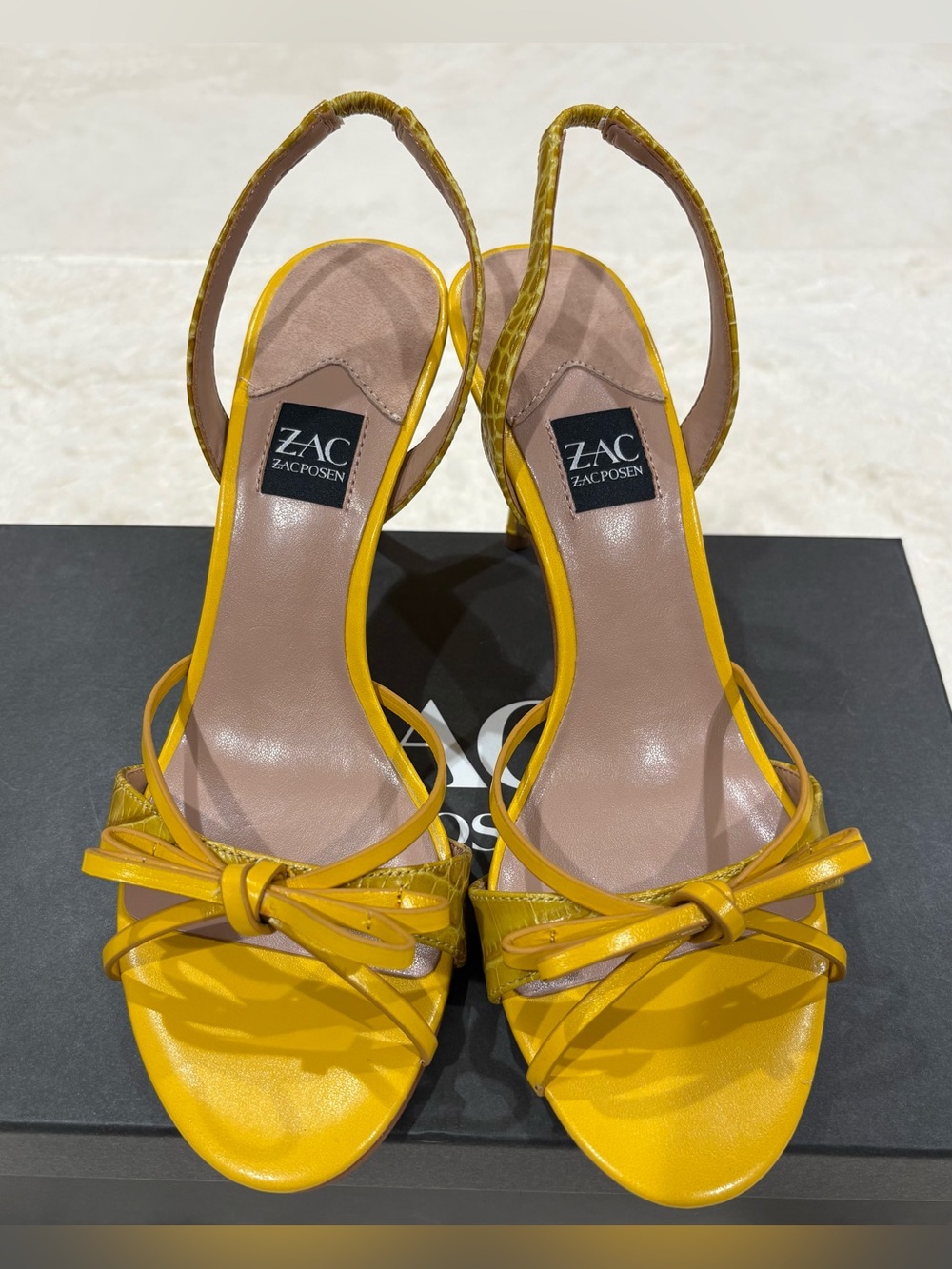 NEW Zac Posen Veronia Bow / Straps Yellow Slingback Heels Size 8